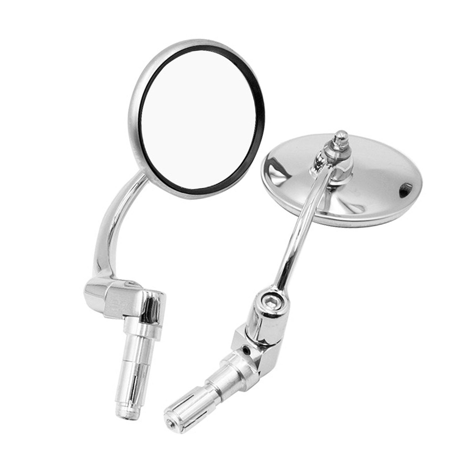 Chrome Round Rearview Bar End Mirror Suitable For Motorcycle / Chopper / Racer-2