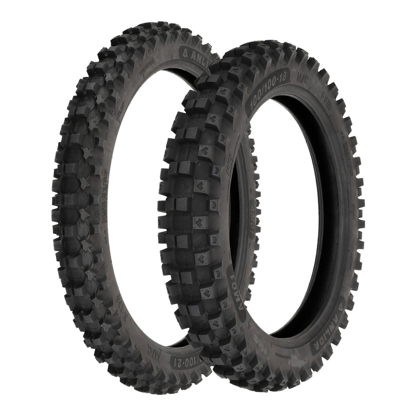 Anlida AM01 Tyre Set 80/100-21 Front & 110/100-18 Rear (NHS)