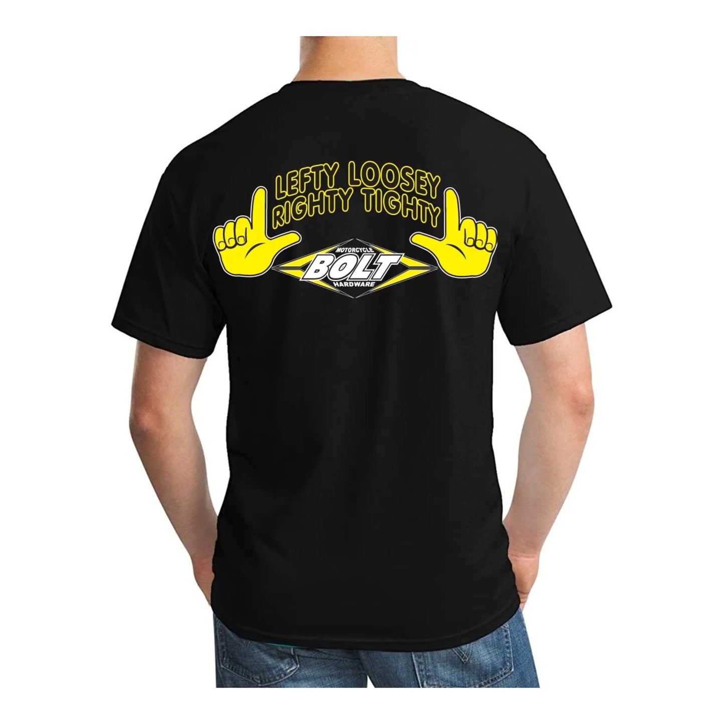 Bolt Lefty Loosey Righty Tighty T-Shirt - Black (2XL)
