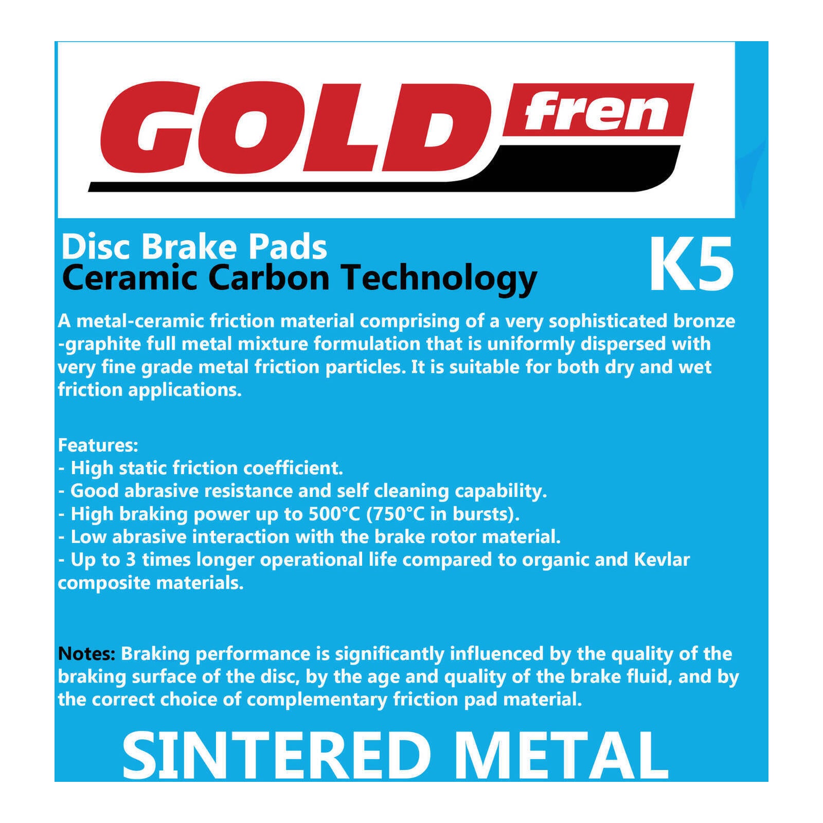 GOLDfren Brake Pads Off-Road Racing GF077 - K5 ( PR25 )