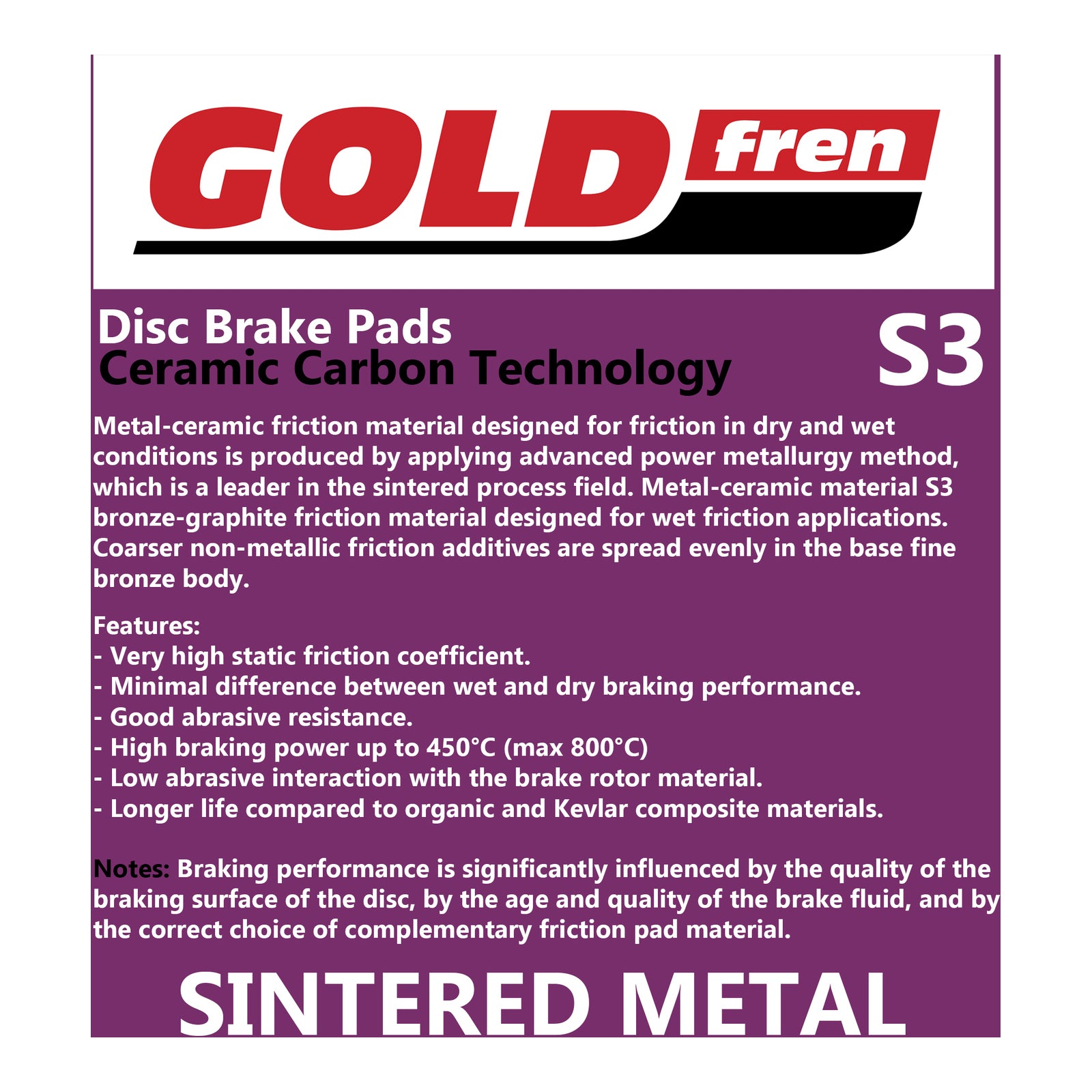 GOLDfren Brake Pads GF322 - S3