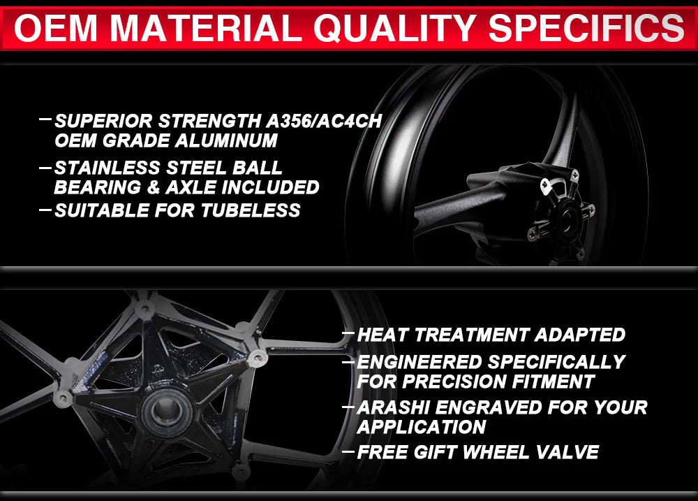 Kawasaki Z400/Ninja 400 – Arashi Front & Rear OEM Wheel Rim Set (2018–2023)