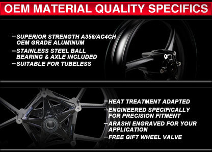 Kawasaki Z400/Ninja 400 – Arashi Front & Rear OEM Wheel Rim Set (2018–2023)