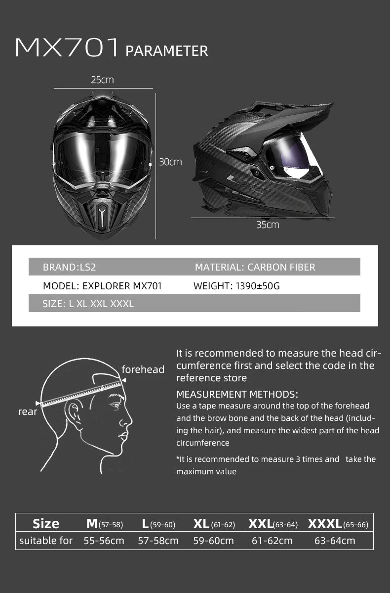 LS2 MX701 Explorer – Carbon Off-Road / Motocross Motorcycle Helmet