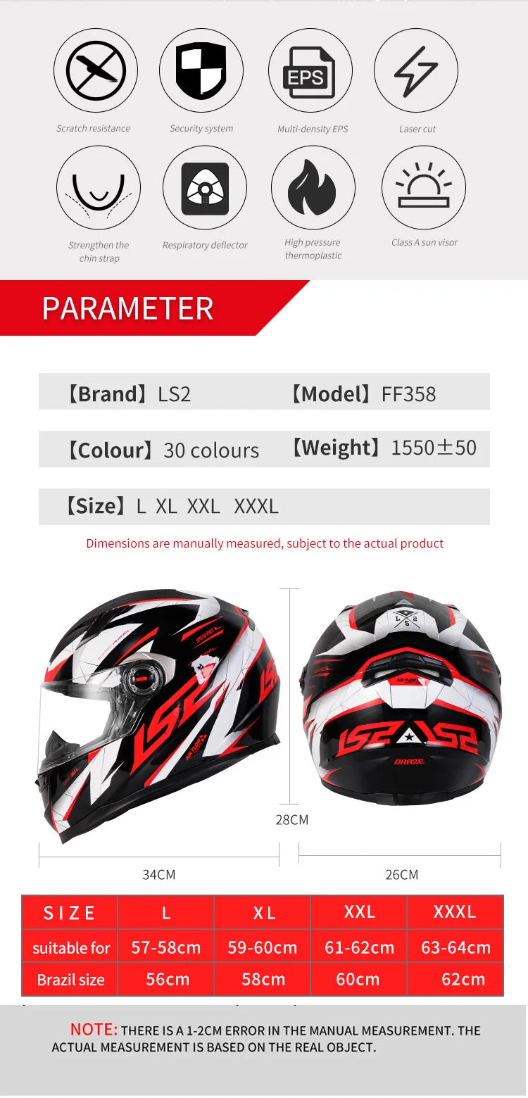 LS2 FF358 – High-Strength Full-Face Motorcycle Helmet