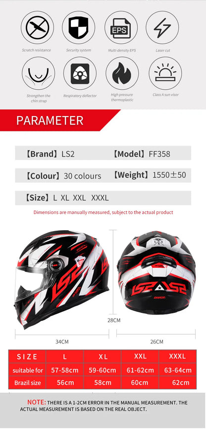 LS2 FF358 – High-Strength Full-Face Motorcycle Helmet