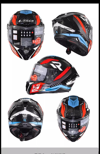 LS2 FF805 9K – Carbon Full-Face Racing Motorcycle Helmet with Tail Wing