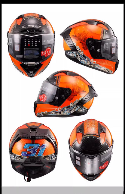 LS2 FF805 9K – Carbon Full-Face Racing Motorcycle Helmet with Tail Wing