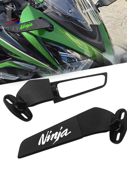 For ninja 400 650 300 250 250R ZX14R ZX10R ZX6R 1000 SX H2 ZX7R Motorcycle CNC Rear View Mirrors HD Motorbike End Side Mirror