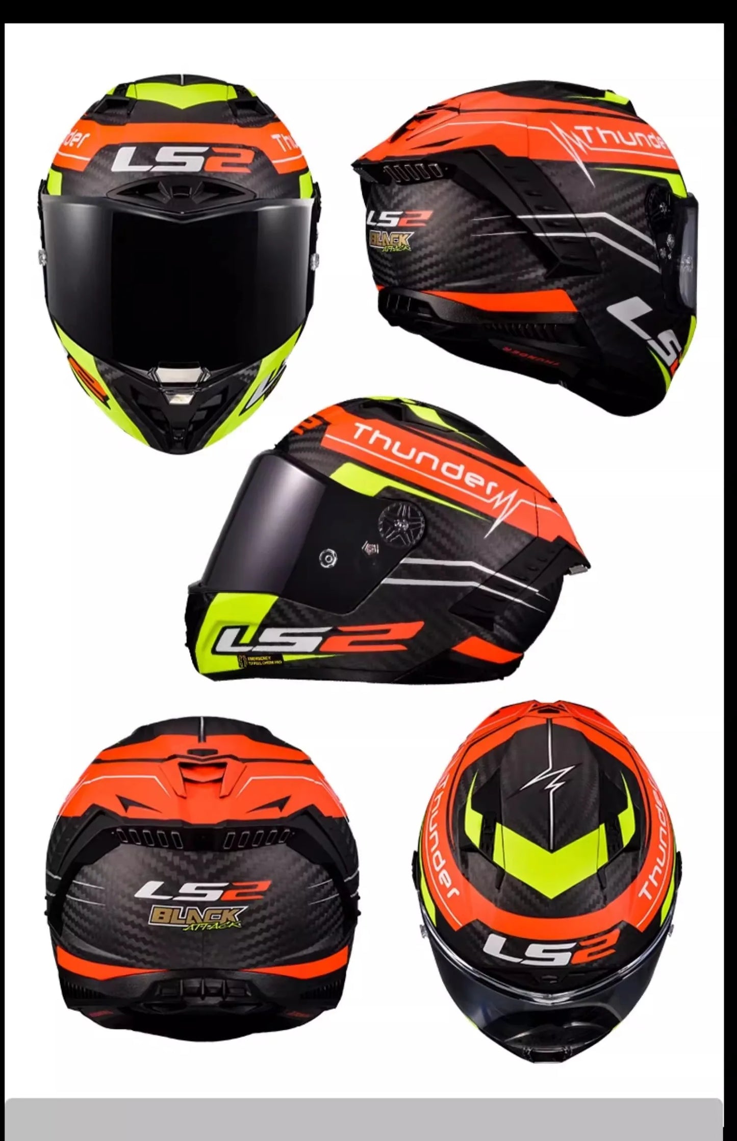 LS2 FF805 9K – Carbon Full-Face Racing Motorcycle Helmet with Tail Wing