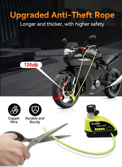 Extractme Motorcycle Alarm Disc Brake Lock Security Moto Wheel Disk Padlock Waterproof 110dB Loud Anti Theft Alarma Motocicleta