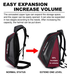 Carbon Fiber Motorcycle Backpack Motocross Helmet Bag Waterproof Motorsport Riding Backpack Expandable Hard Shell Bag Reflective