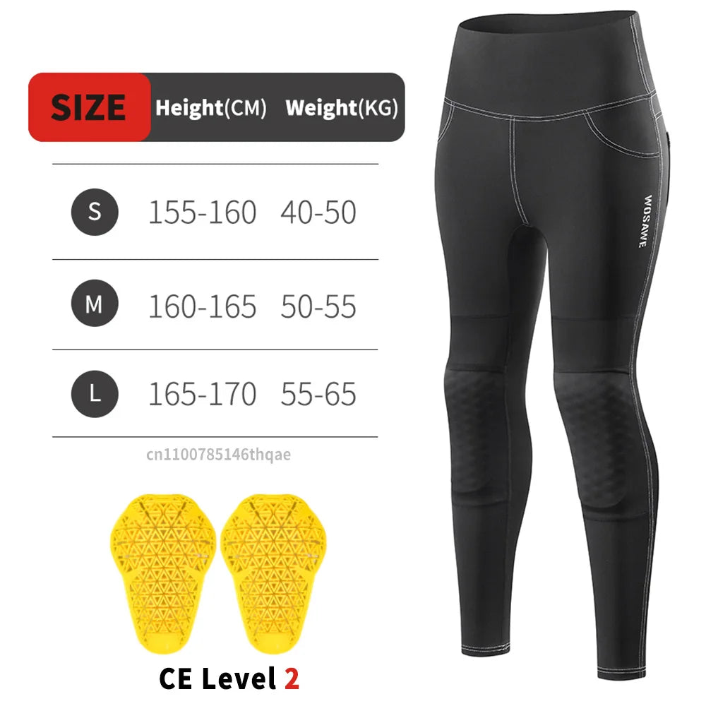 WOSAWE Women Motorcycle Pants Anti-fall High Waist Reflective Motorcycle Rider Pants Racing Fitness GYM Trousers Honey Peach Hip