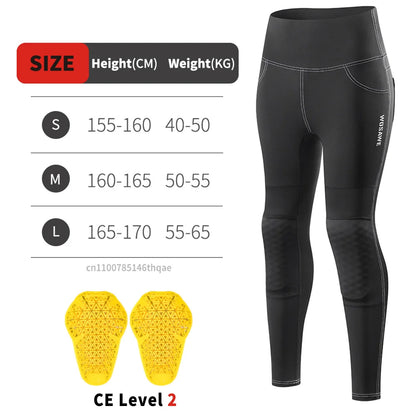 WOSAWE Women Motorcycle Pants Anti-fall High Waist Reflective Motorcycle Rider Pants Racing Fitness GYM Trousers Honey Peach Hip