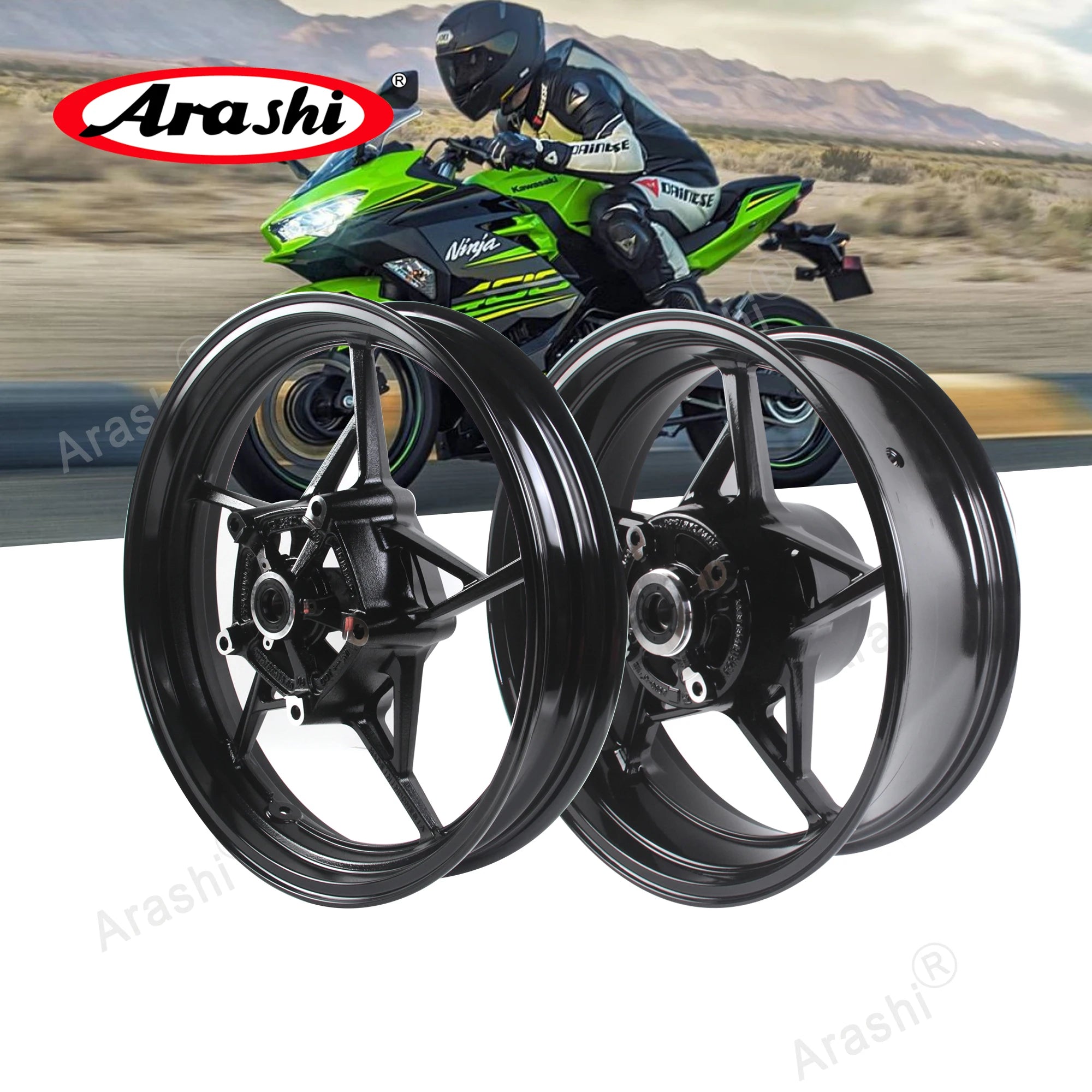 Kawasaki Z400/Ninja 400 – Arashi Front & Rear OEM Wheel Rim Set (2018–2023)