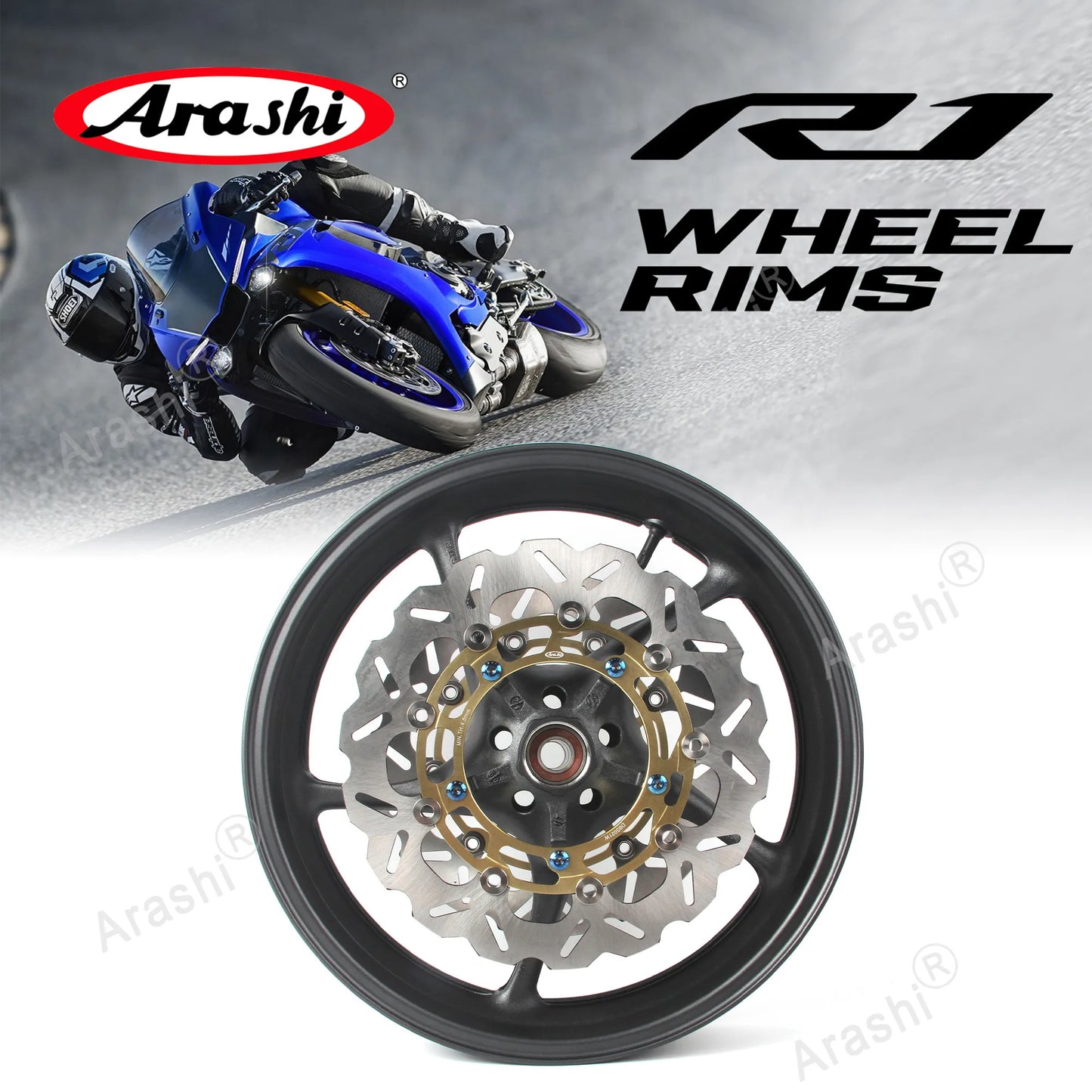 Yamaha YZF-R1 (1000cc) – Arashi 17" Front Wheel Hub & Brake Disc Set (2006–2012)