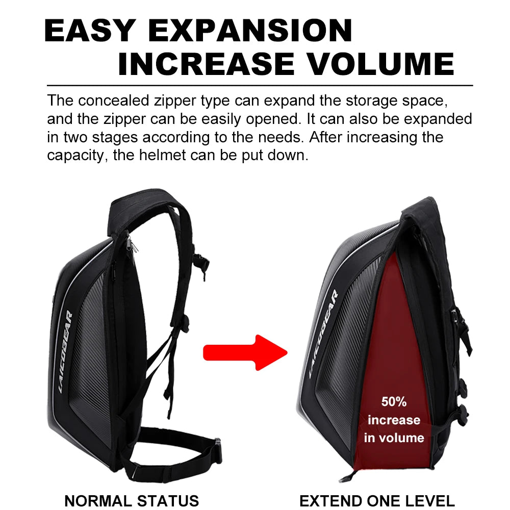 Vintage Motorcycle Full Face Helmet Backpack Large Capacity Motocross Backpack Carbon Fiber Shell Motorbike Backpack Waterproof