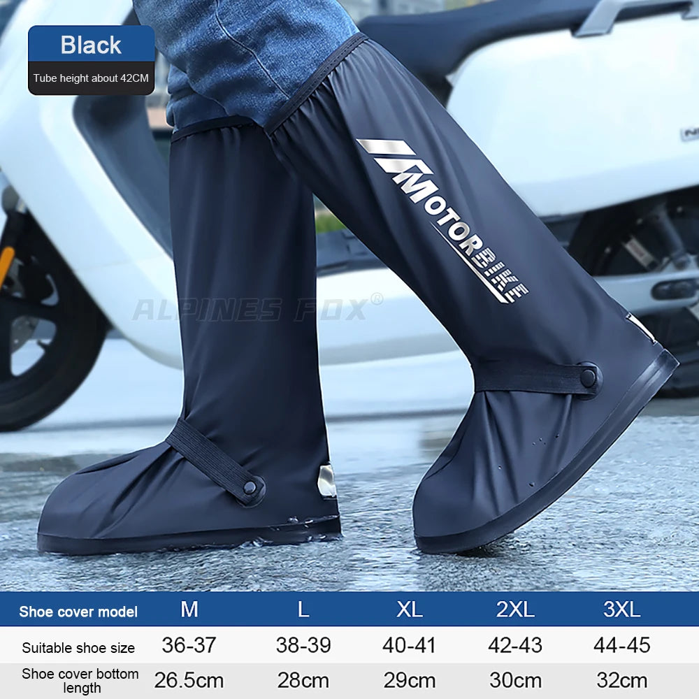 RainGuard High-Tube Boots – Waterproof Reflective Motorcycle Riding Boots