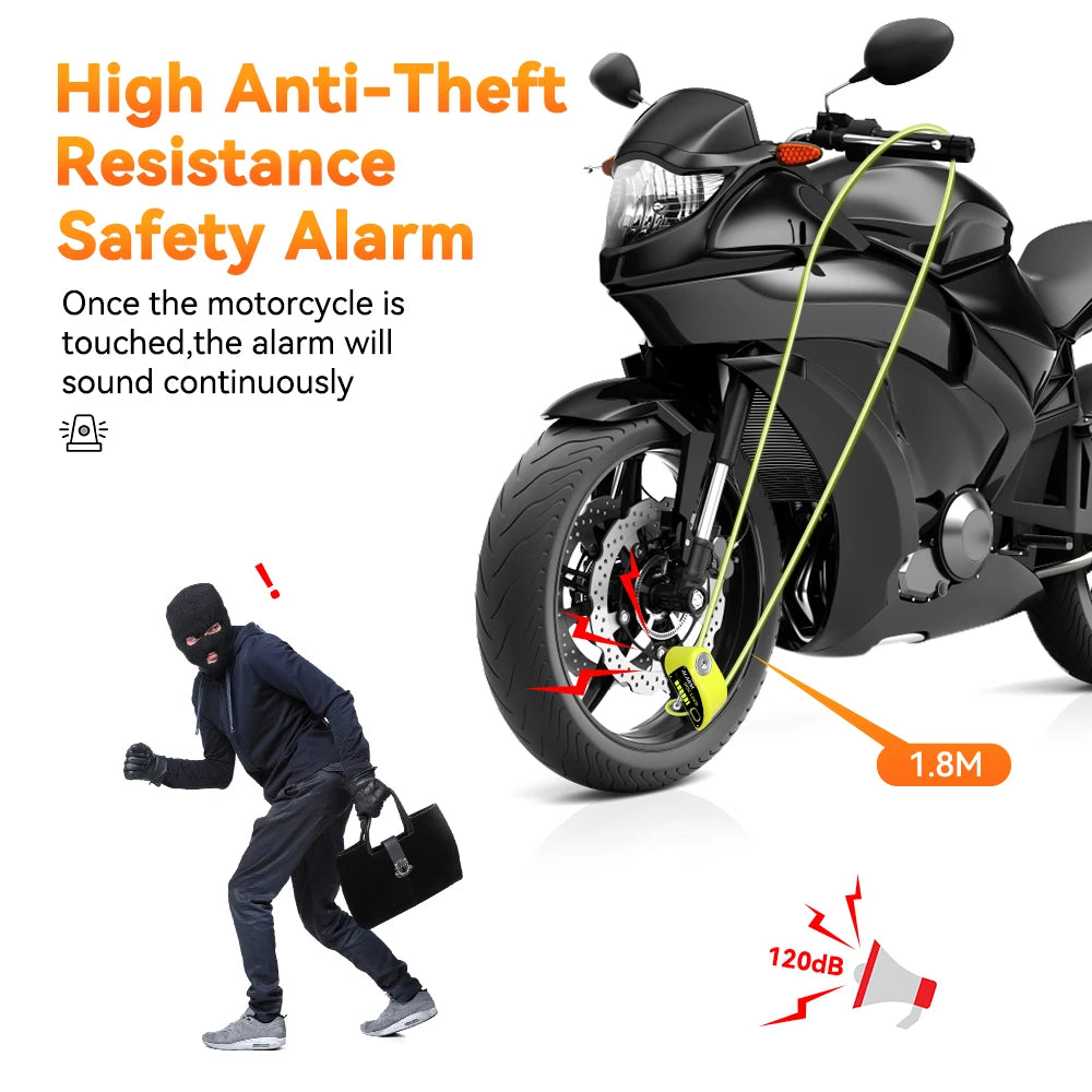 Extractme Motorcycle Alarm Disc Brake Lock Security Moto Wheel Disk Padlock Waterproof 110dB Loud Anti Theft Alarma Motocicleta