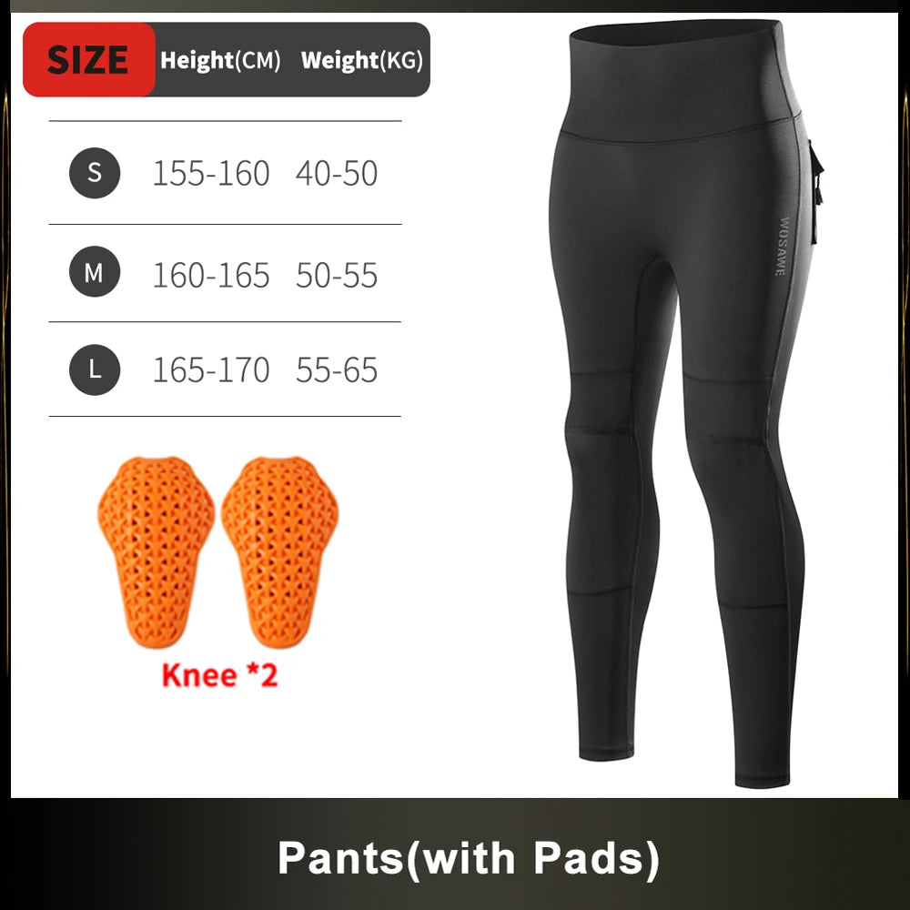 WOSAWE Women Motorcycle Pants Anti-fall High Waist Reflective Motorcycle Rider Pants Racing Fitness GYM Trousers Honey Peach Hip