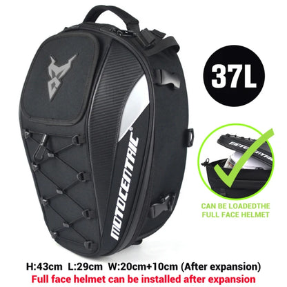 MOTOCENTRIC Waterproof Motorcycle Tail Bag Multi-functional  Durable Rear Seat Bag 37L High Capacity Rider Helmet Backpack