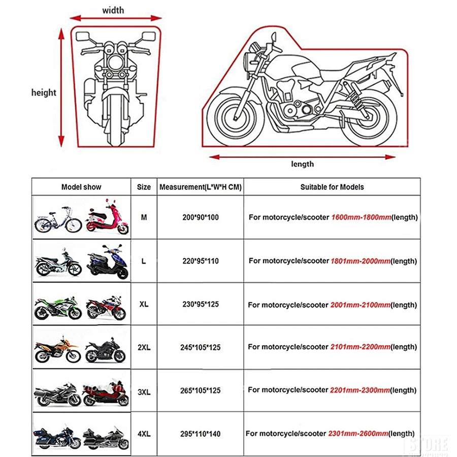 Brand New S M L XL 2XL 3XL 4XL Universal Outdoor UV Protector Waterproof Motorcycle Cover Bache Funda Moto Scooter Bycicle Case