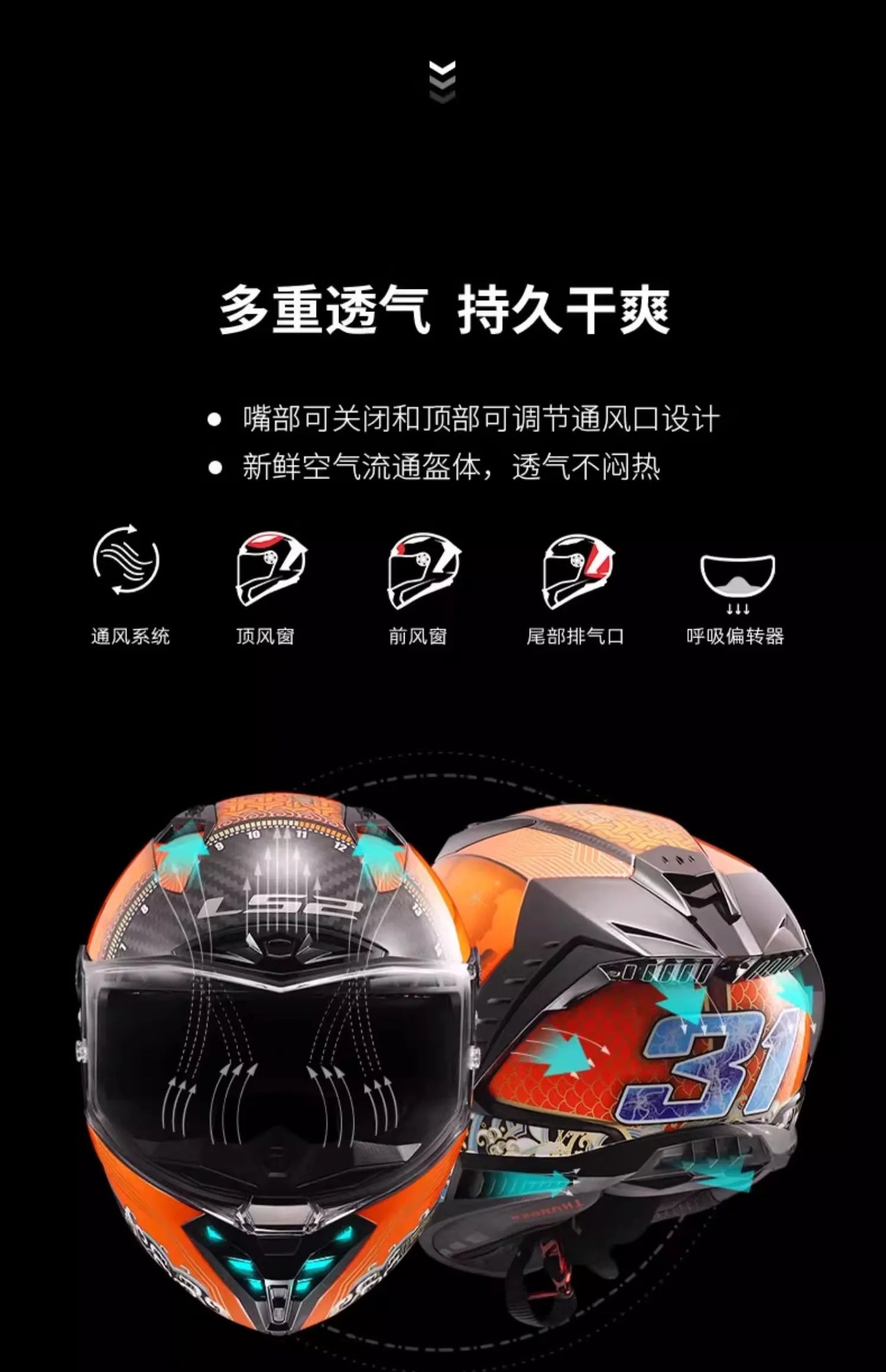 LS2 FF805 9K – Carbon Full-Face Racing Motorcycle Helmet with Tail Wing