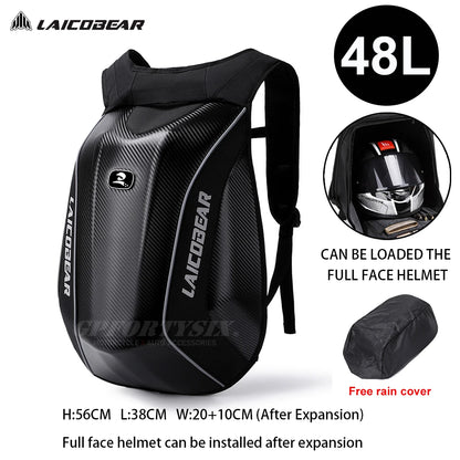 Vintage Motorcycle Full Face Helmet Backpack Large Capacity Motocross Backpack Carbon Fiber Shell Motorbike Backpack Waterproof