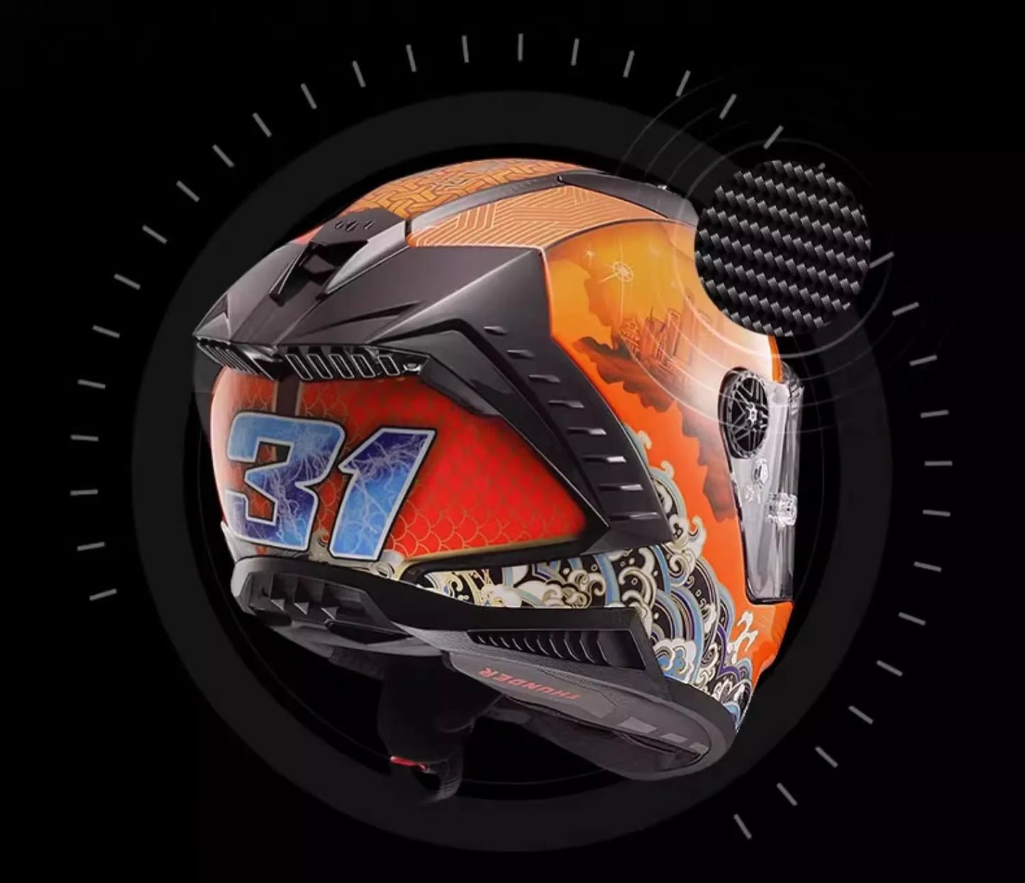 LS2 FF805 9K – Carbon Full-Face Racing Motorcycle Helmet with Tail Wing