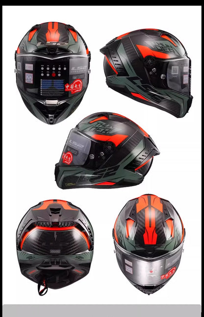 LS2 FF805 9K – Carbon Full-Face Racing Motorcycle Helmet with Tail Wing