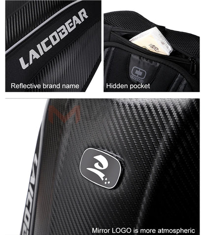 Vintage Motorcycle Full Face Helmet Backpack Large Capacity Motocross Backpack Carbon Fiber Shell Motorbike Backpack Waterproof