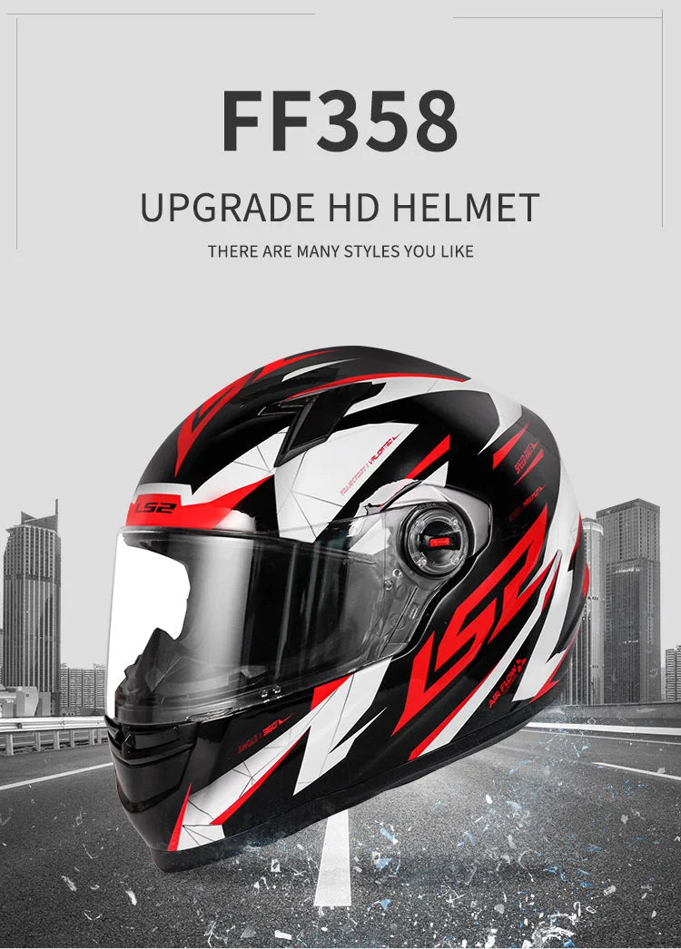 LS2 FF358 – Full-Face Motorcycle Helmet (Men/Women, High-Strength ABS)