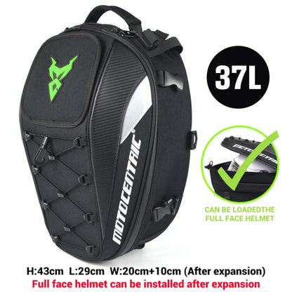 MOTOCENTRIC Waterproof Motorcycle Tail Bag Multi-functional  Durable Rear Seat Bag 37L High Capacity Rider Helmet Backpack