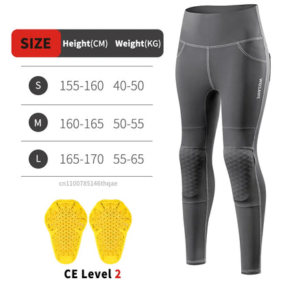 WOSAWE Women Motorcycle Pants Anti-fall High Waist Reflective Motorcycle Rider Pants Racing Fitness GYM Trousers Honey Peach Hip
