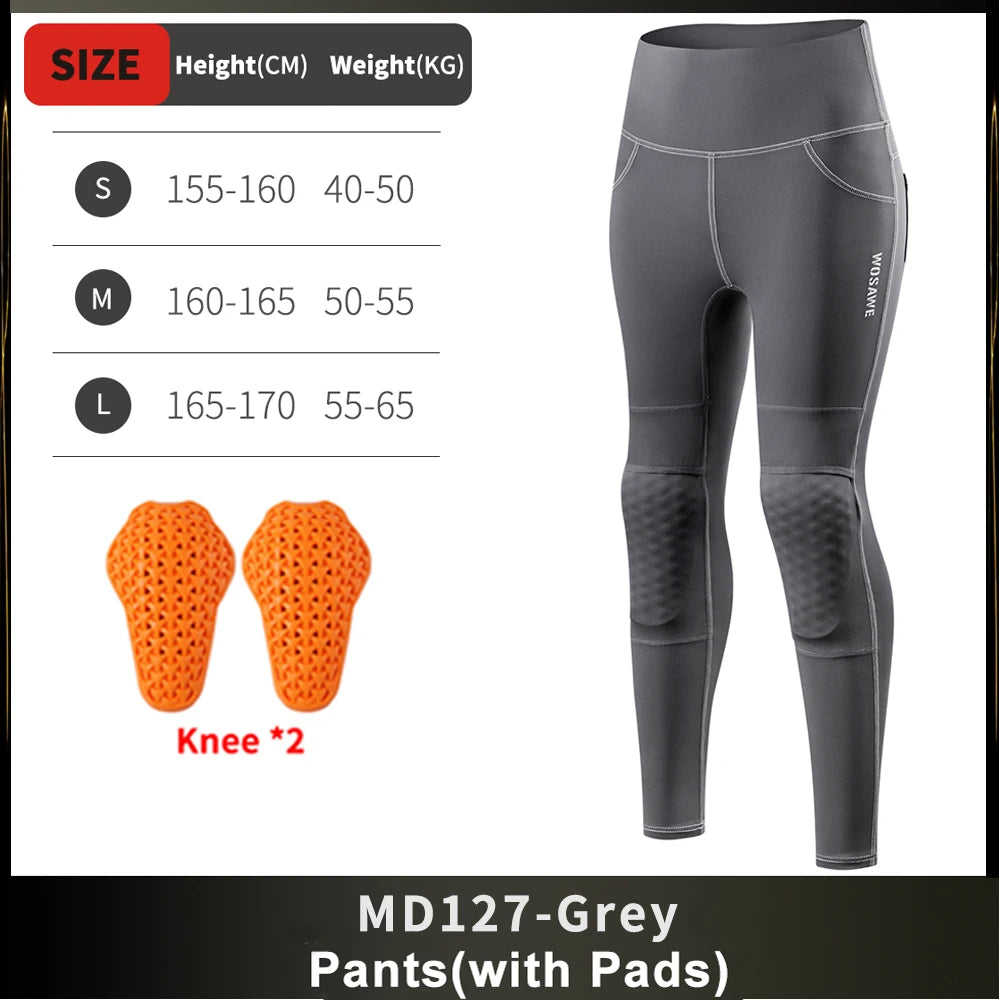 WOSAWE Women Motorcycle Pants Anti-fall High Waist Reflective Motorcycle Rider Pants Racing Fitness GYM Trousers Honey Peach Hip