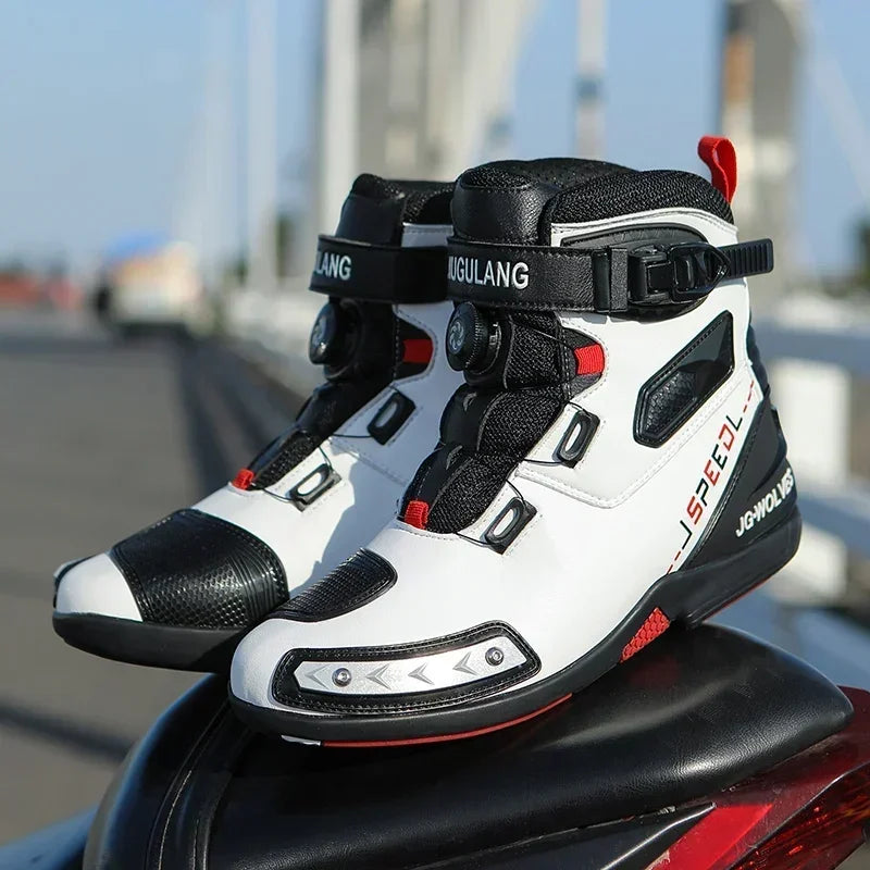 RiderPro Leather Boots – Breathable Anti-Slip Motorcycle Boots (Ankle Length)