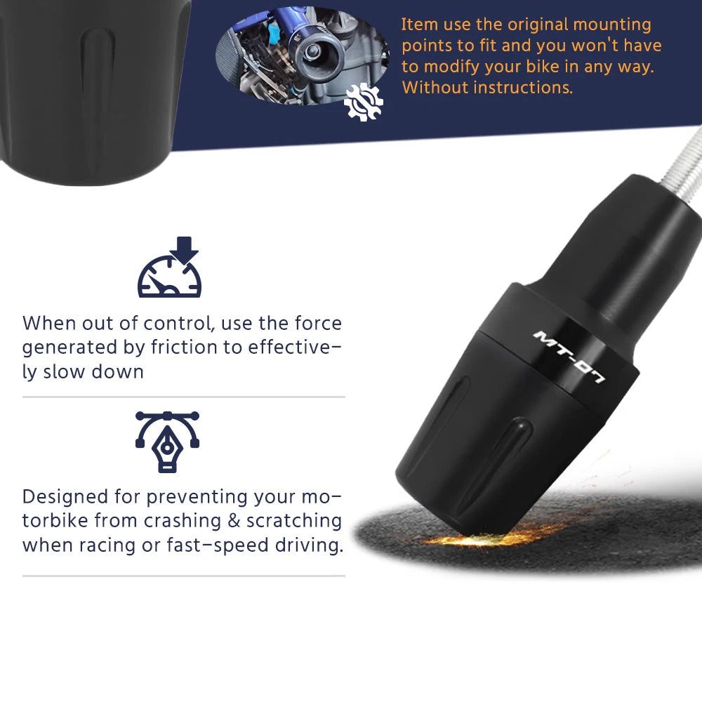 Yamaha MT-07 Frame Sliders – Crash Protection Pads