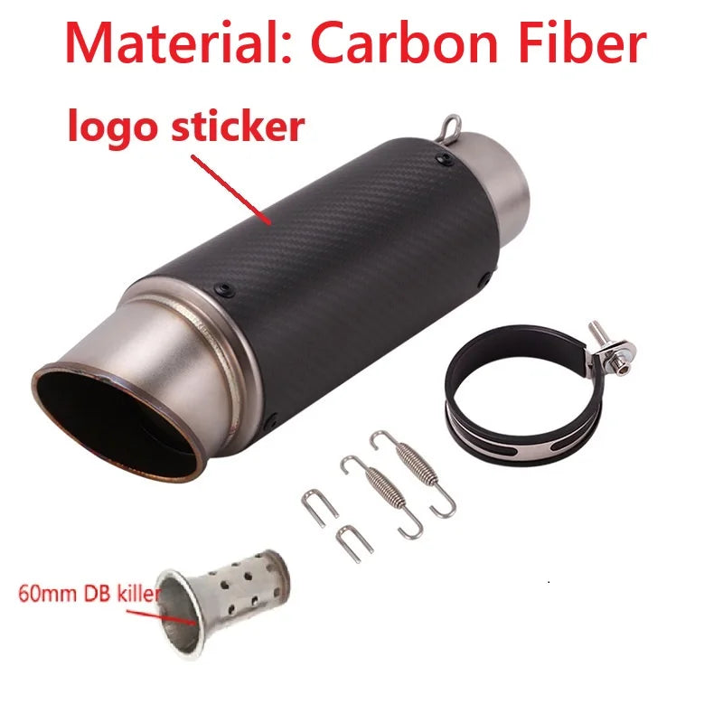 Universal 51/60mm motorcycle sc exhaust inox muffler carbon fiber exhaust with DB Killer for z900 R3 R25 MT07 MT09 R1 Z400 Z650