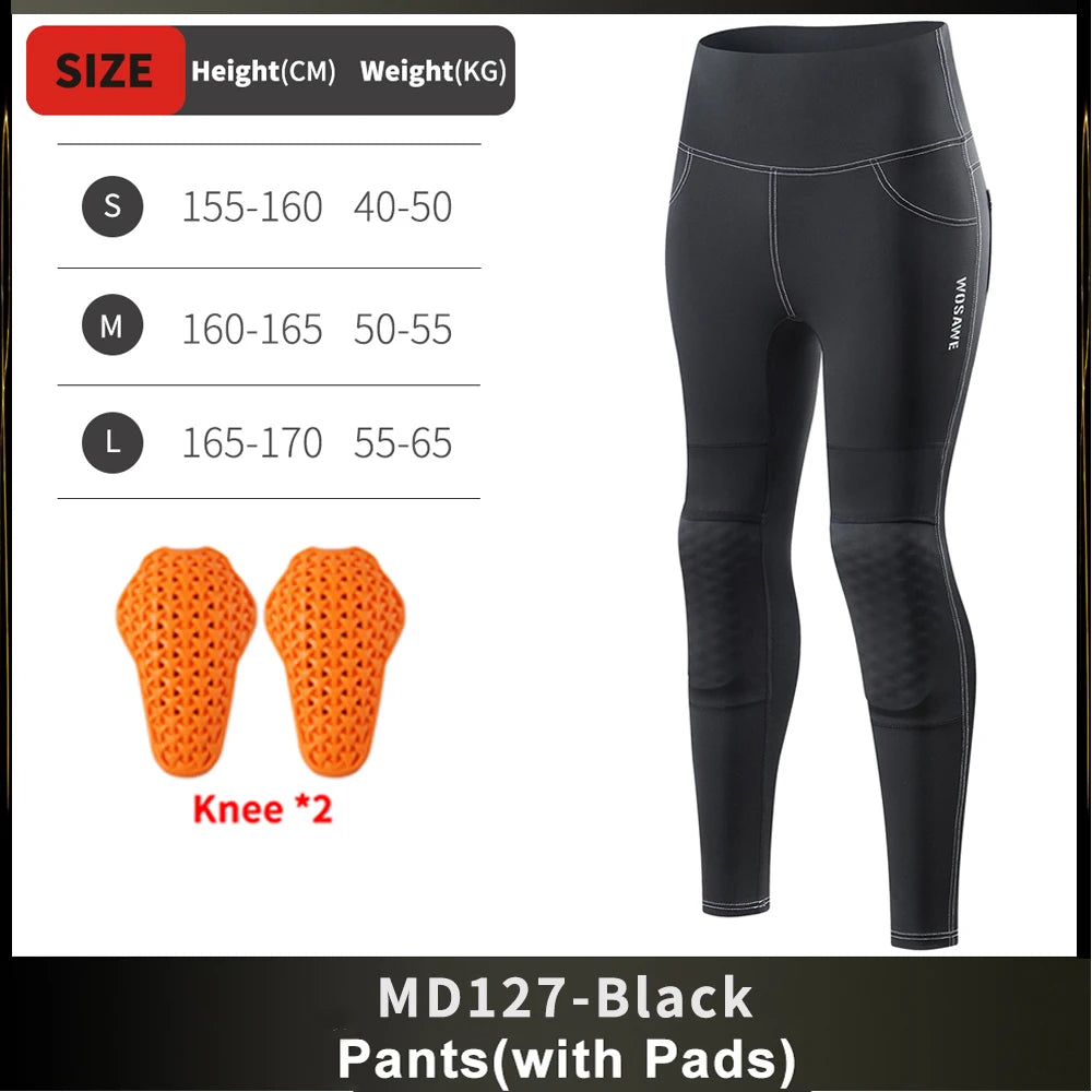 WOSAWE Women Motorcycle Pants Anti-fall High Waist Reflective Motorcycle Rider Pants Racing Fitness GYM Trousers Honey Peach Hip