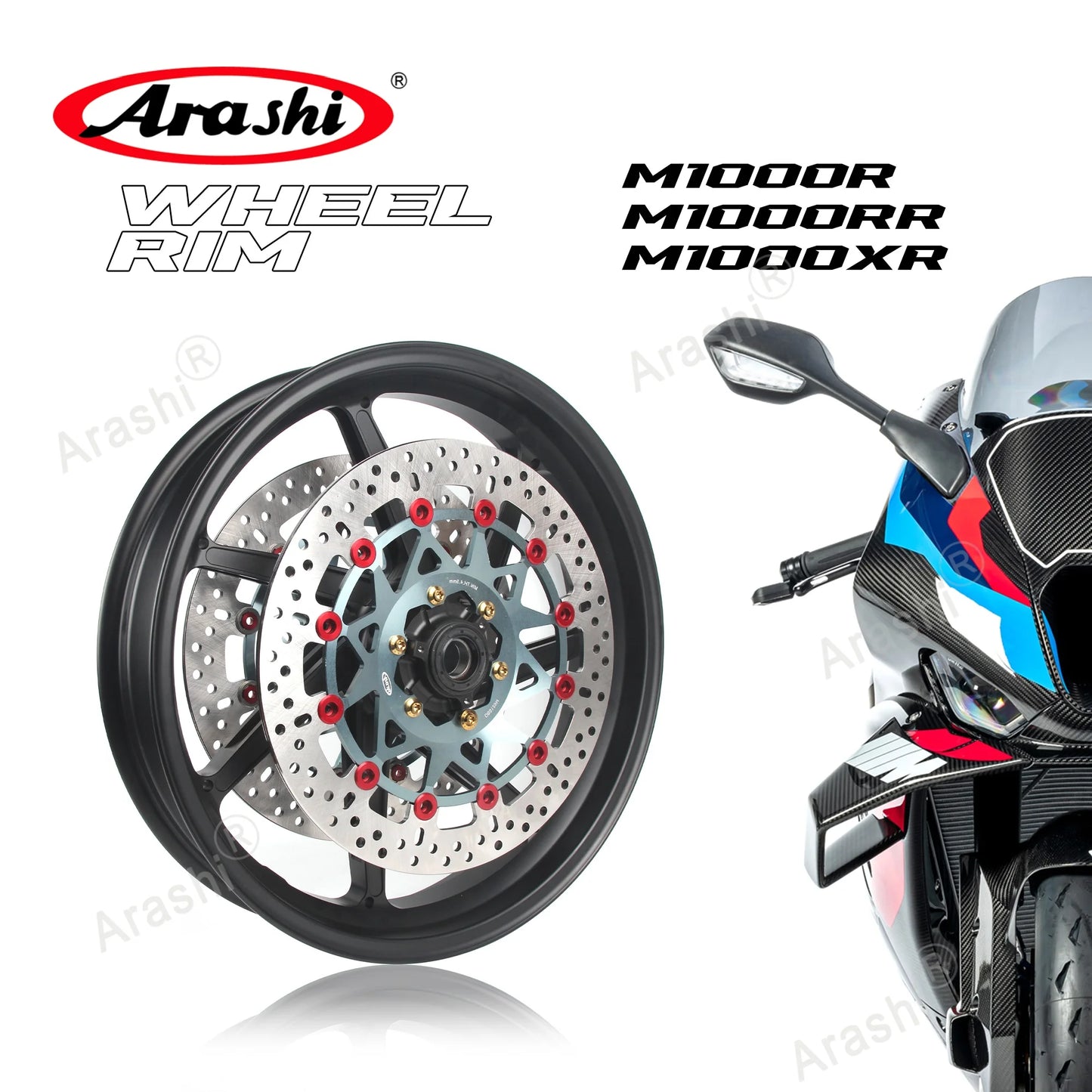 Arashi Front Wheel Rim Brake Disc Rotor Set For BMW S1000RR M Version 2019-2024 / S1000XR 2020-2022 / S1000R 2021-2025