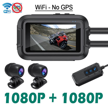 Dual 1080P Motorcycle DVR Full Body Waterproof Moto Camera WiFi GPS Dash Cam Front Rear Driving Video Recorder Black Box