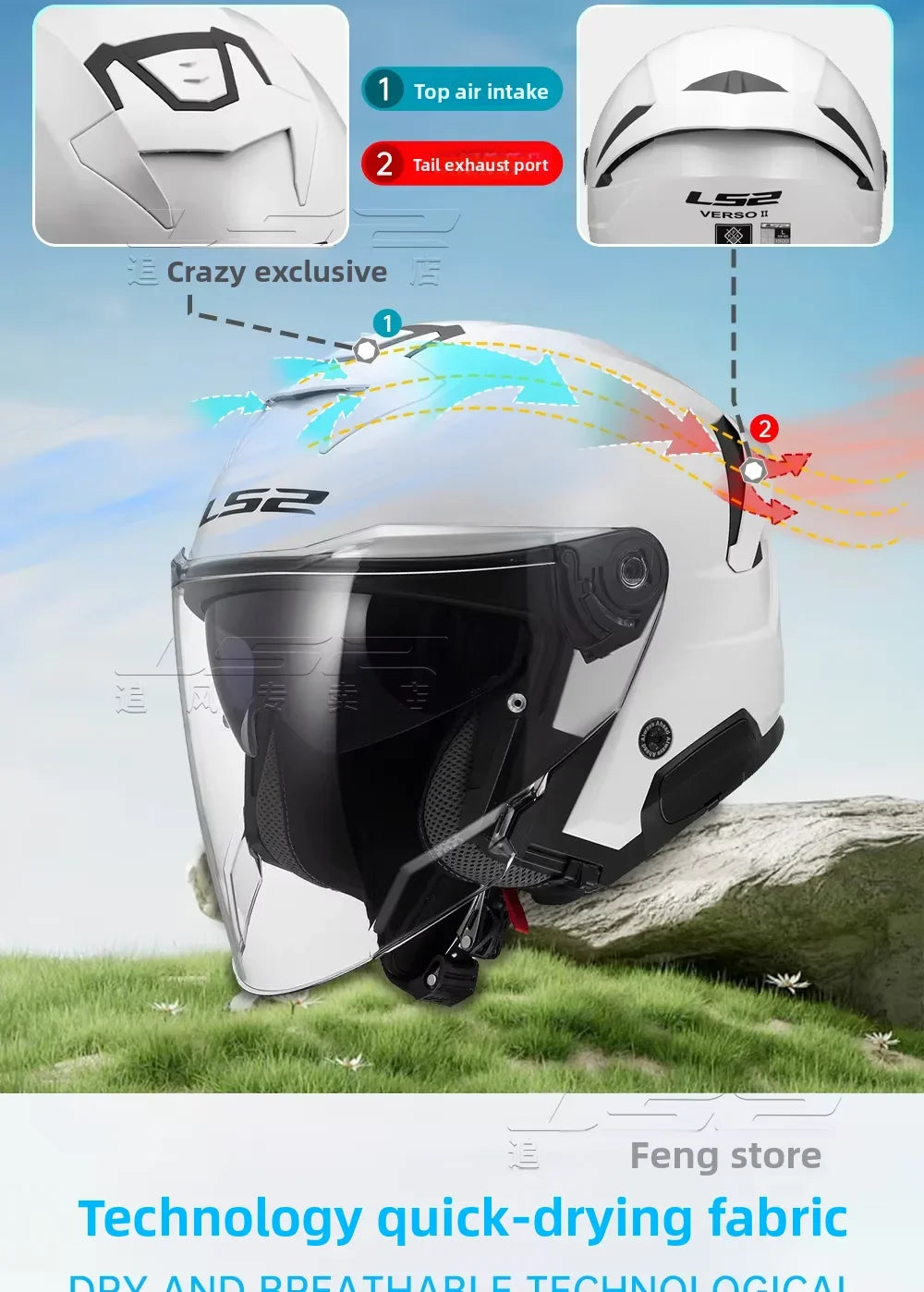 LS2 OF618 Verso 2 – Dual-Lens Open-Face Motorcycle Helmet