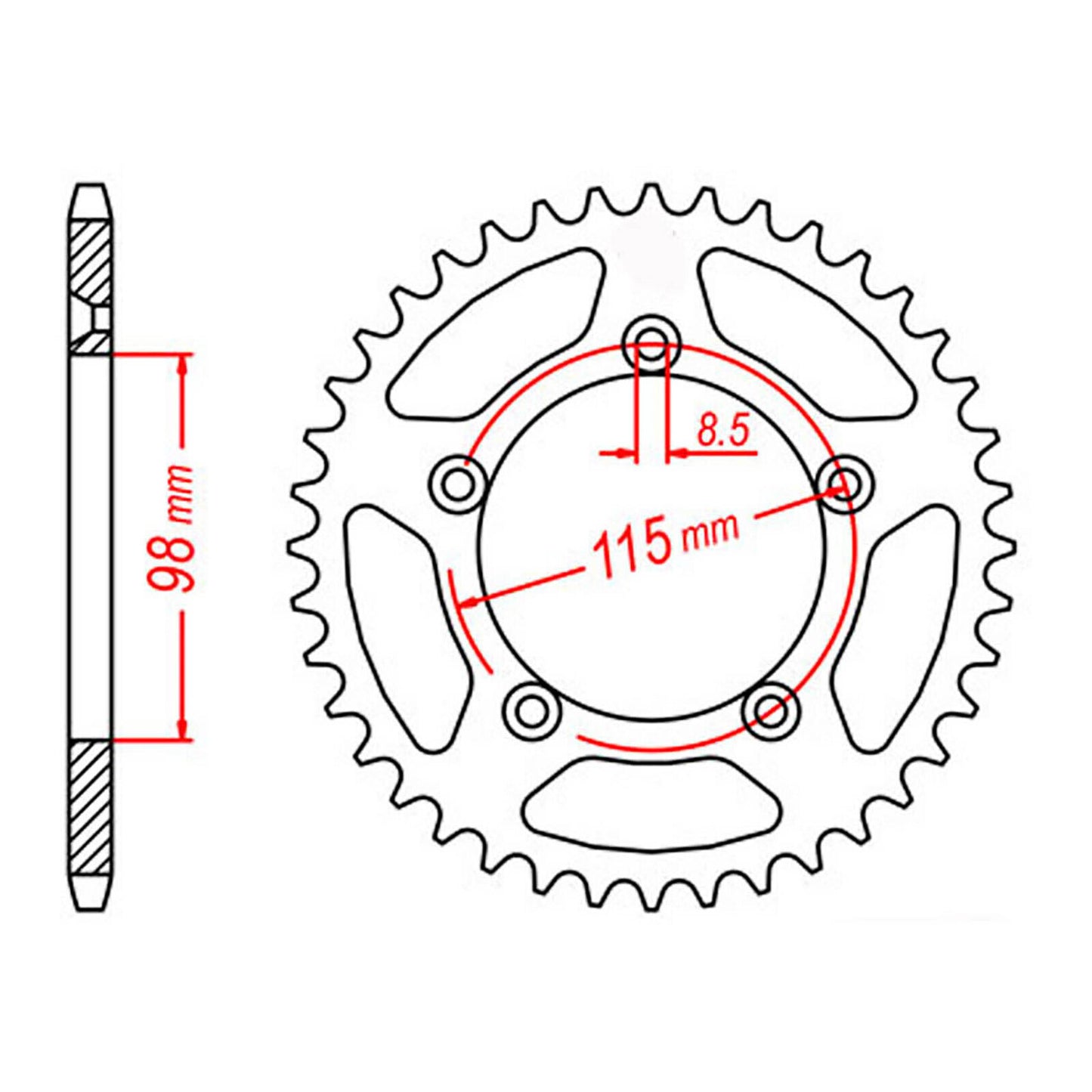 Rear Sprocket MTX Zero Alloy MX 894 50T #420 11A-KMX-50BLK