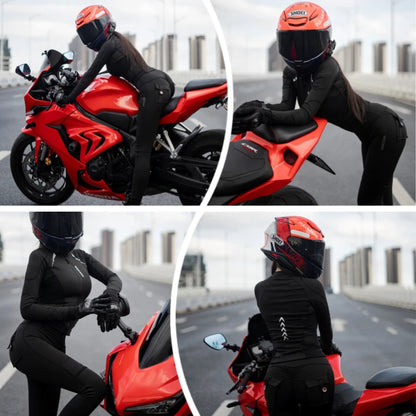 WOSAWE Women Motorcycle Pants Anti-fall High Waist Reflective Motorcycle Rider Pants Racing Fitness GYM Trousers Honey Peach Hip