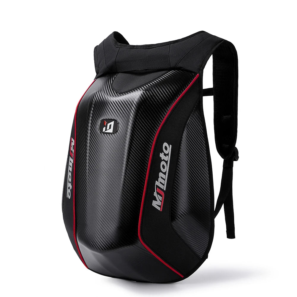 Carbon Fiber Motorcycle Backpack Motocross Helmet Bag Waterproof Motorsport Riding Backpack Expandable Hard Shell Bag Reflective