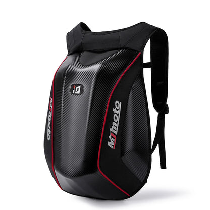 Carbon Fiber Motorcycle Backpack Motocross Helmet Bag Waterproof Motorsport Riding Backpack Expandable Hard Shell Bag Reflective