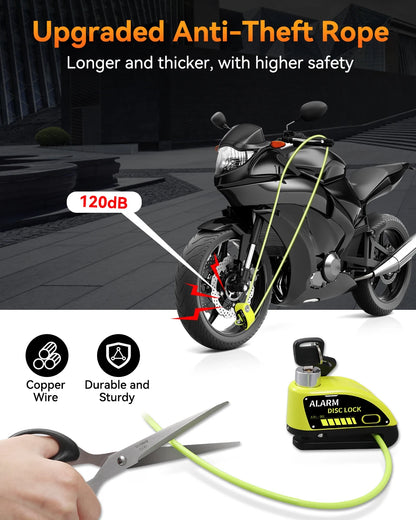 Extractme Motorcycle Alarm Disc Brake Lock Security Moto Wheel Disk Padlock Waterproof 110dB Loud Anti Theft Alarma Motocicleta