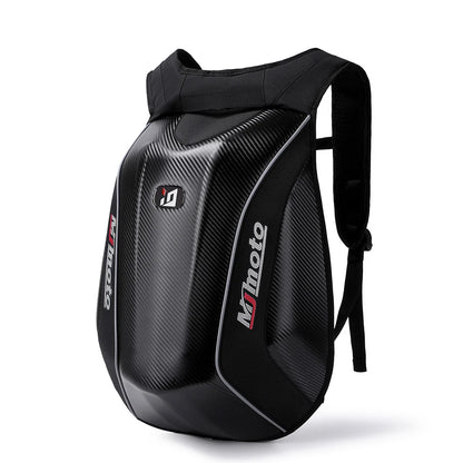 Carbon Fiber Motorcycle Backpack Motocross Helmet Bag Waterproof Motorsport Riding Backpack Expandable Hard Shell Bag Reflective
