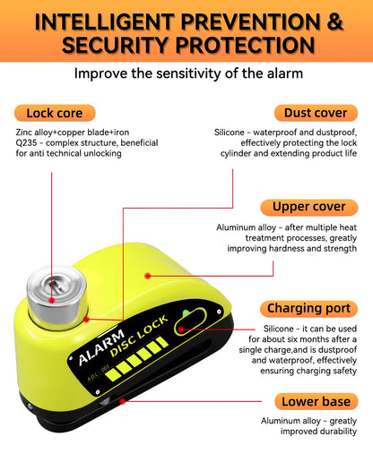 Extractme Motorcycle Alarm Disc Brake Lock Security Moto Wheel Disk Padlock Waterproof 110dB Loud Anti Theft Alarma Motocicleta
