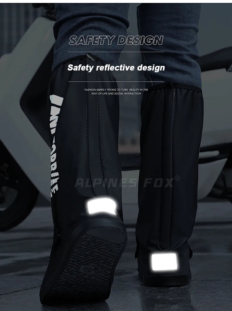 RainGuard High-Tube Boots – Waterproof Reflective Motorcycle Riding Boots